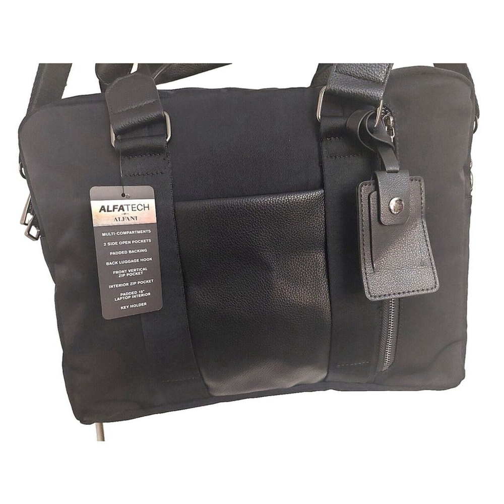 Alfani Mens Nylon Briefcase Bag Black ONE SIZE - Picture 4 of 8